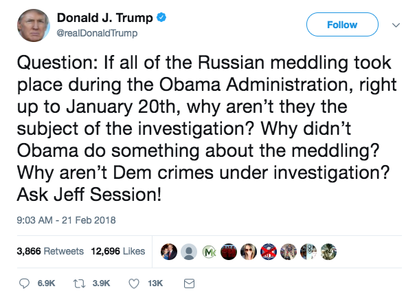 Trump tweet sessions not investigating