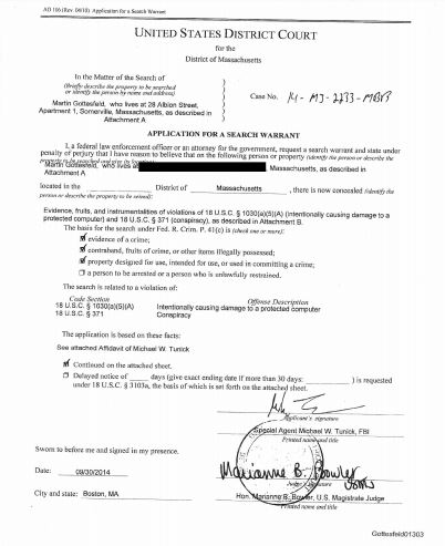 search warrant application